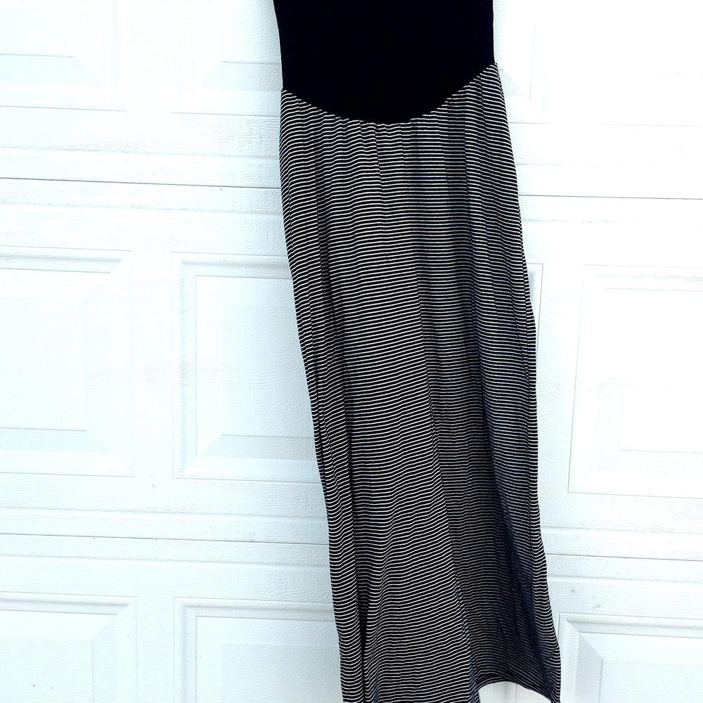 Oh Baby by Motherhood Black and White Striped Maxi Skirt